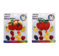 Pack of 9 fruit-shaped magnets with memo pads