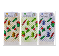 Velour Vegetable Print Tea Towels 3pk Wholesale Rysons