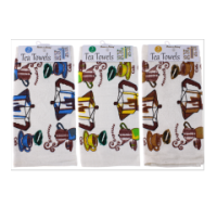 Rysons Velour Tea Time Printed Tea Towels 3pk