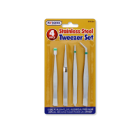 Four piece stainless steel tweezer set