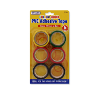 PVC Adhesive Tape Colour Coded 6 Pack
