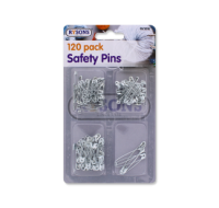 Assorted silver safety pins in a 120 pack
