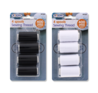 Black and white sewing thread 4 piece pack