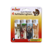 Rysons Flint Electronic Refillable Cat Design Lighters 4 Pack