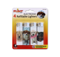 Rysons Electronic Refillable Lighters Dog Design 4 Pack