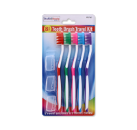 Travel toothbrush set with case 5-pack