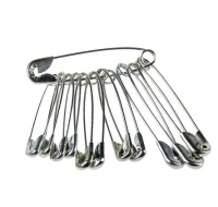 Pack of 12 silver-tone metal safety pins