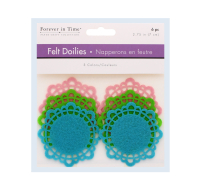 Felt doilies in three colours, 6 pieces