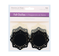 Classic felt doilies in three colours, 6 pieces
