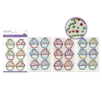 3D Gem Cupcake Stickers 6pc for crafts