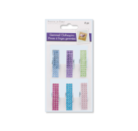 1.8 inch Wood Deco Gemmed Clothespins X6 Pastel