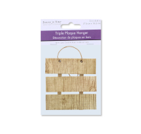 3"x6.4" Triple Plaque Sign Board Natural Wood