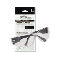 Black polycarbonate safety glasses with anti-scratch lens