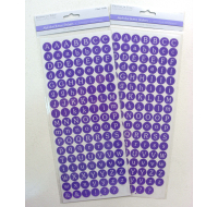 Purple alphabet button stickers sheet for crafts