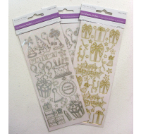 Foil Shimmer Birthday Stickers sheet with various motifs