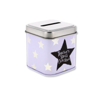 Teacher's Money Tin with Purple Stars Design