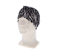 Ladies black and white striped soft hair turban