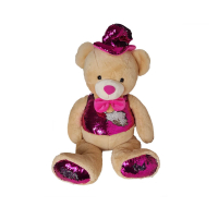 Large purple shimmer plush bear, 85cm in height