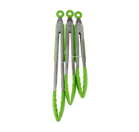Green silicon tongs pack of three