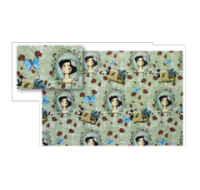 Gift Wrap Paper Santoro London Green W/ Wondering Girl In Frame