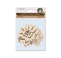 Four laser cut wooden flower embellishments