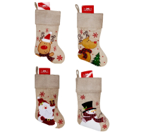 CHRISTMAS CRAFT STOCKING JUTE 4 DESIGNS