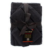 Charcoal Satin Towel Set 6 Piece