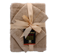 Satin Towel cream 6-piece towel set, bath, hand, face.