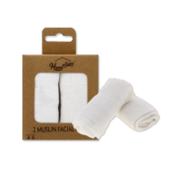Two pack of soft cotton muslin facial cloths