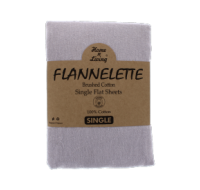 Flannelette single flat sheet in silver brushed cotton
