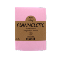 Pink flannelette single flat sheet 100% brushed cotton