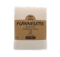 Beige flannelette double flat sheet, 100% brushed cotton