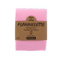Pink flannelette double flat sheet made from brushed cotton