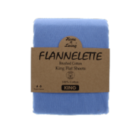 Blue flannelette king size flat sheet 100% brushed cotton