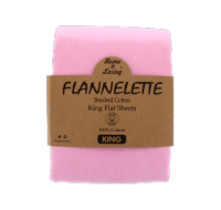 Pink flannelette king flat sheet 100% brushed cotton