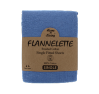 Blue single flannelette fitted sheet 100% brushed cotton
