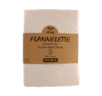 Beige flannelette 100% brushed cotton double fitted sheet