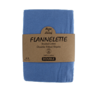 Blue flannelette 100% brushed cotton double fitted sheet