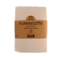 Beige flannelette king fitted sheet made from brushed cotton
