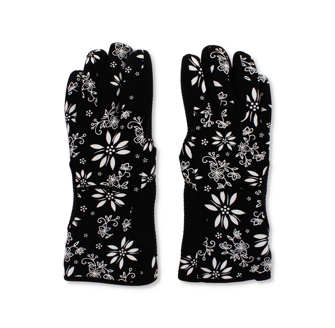 Floral Print Black Oven Gloves