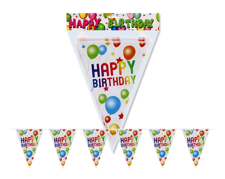Happy B-Day Star & Balloon Print Birthday Banner