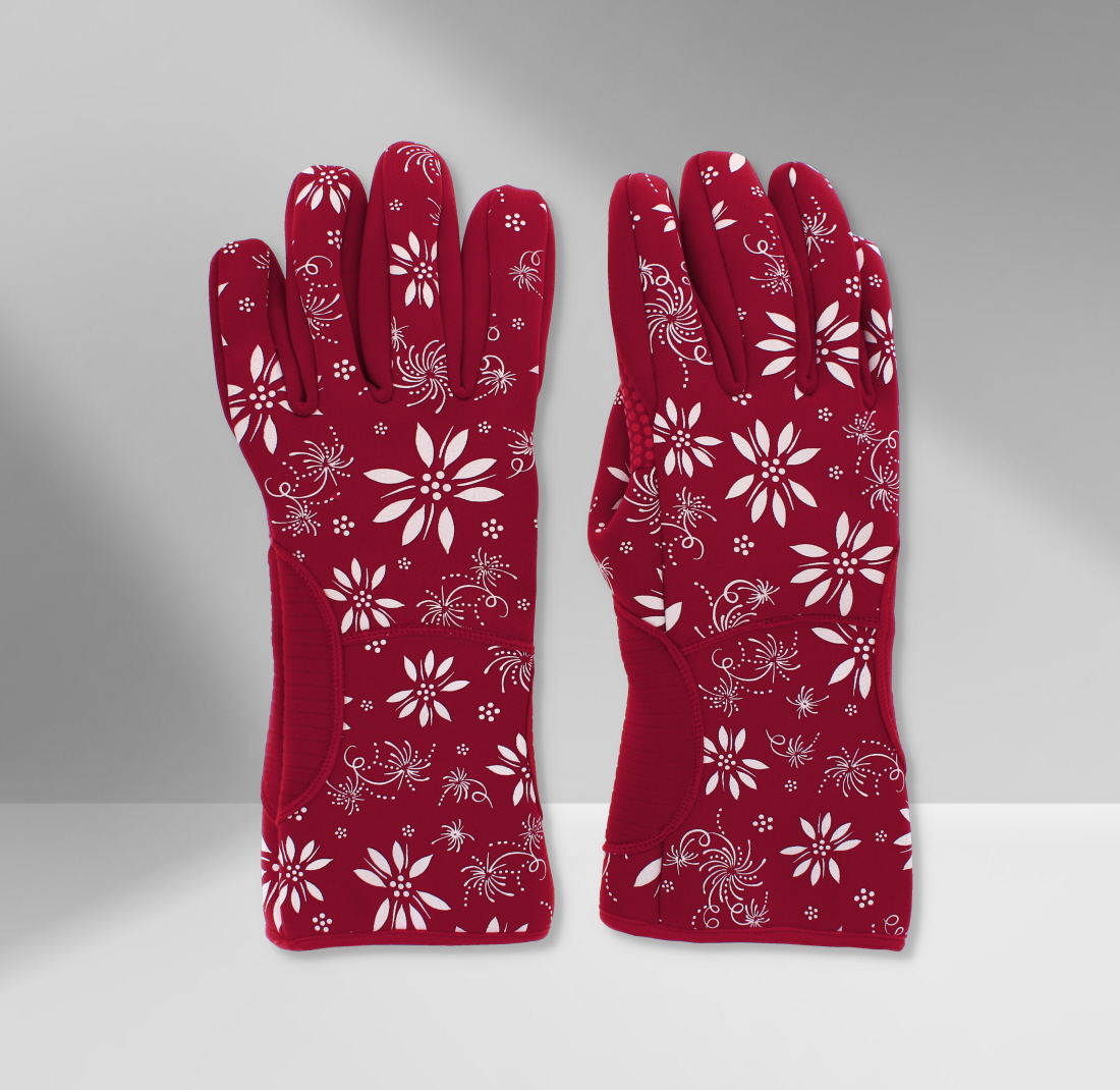 Small Red Floral Print Oven Gloves