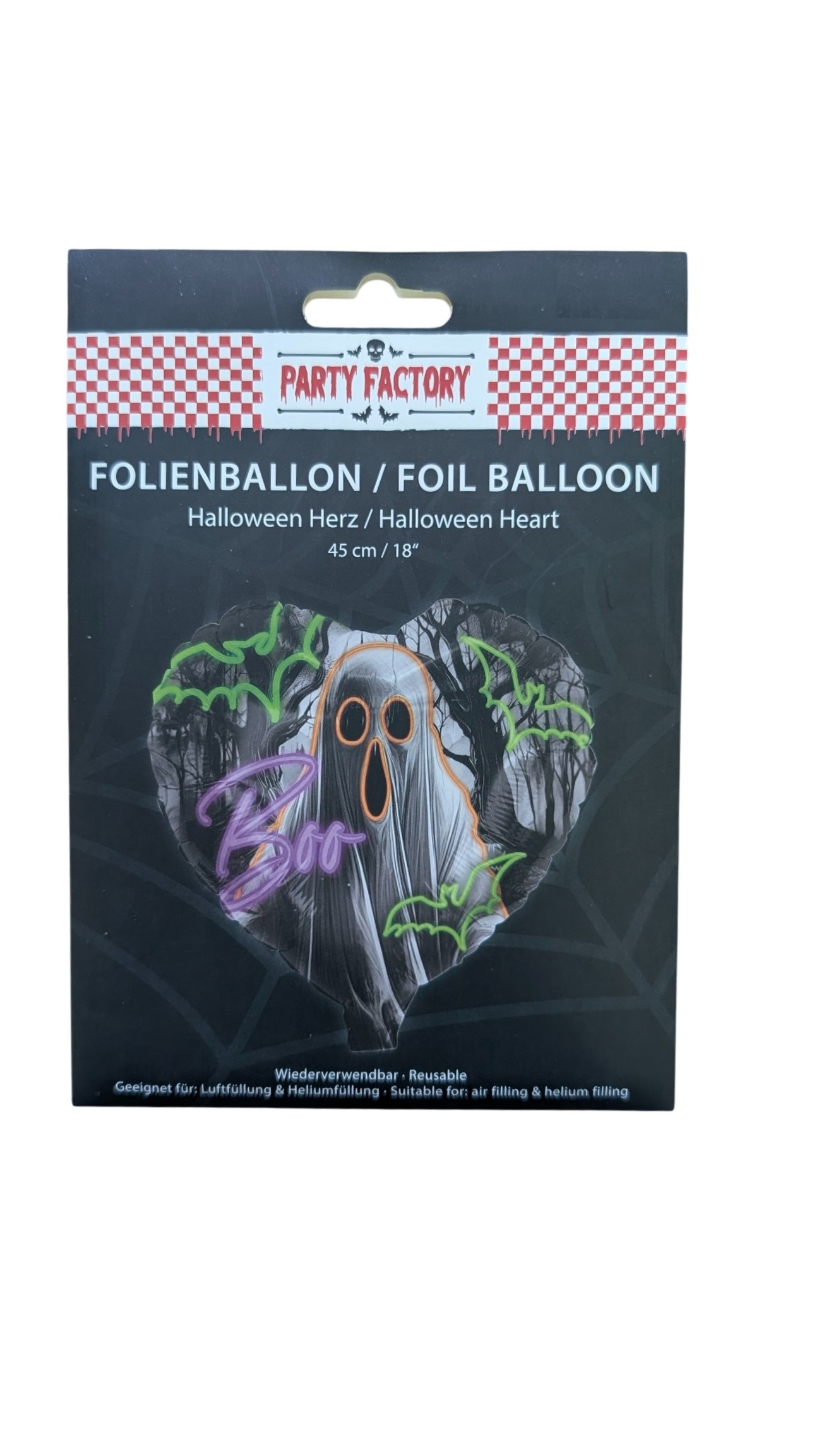 Halloween Boo Heart Foil Balloon 45cm