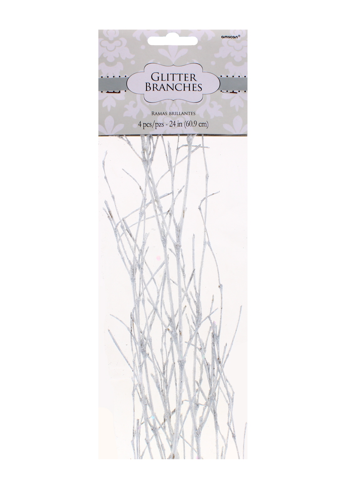 Artificial Festive Glitter Branches White 4 pcs, 24 inch