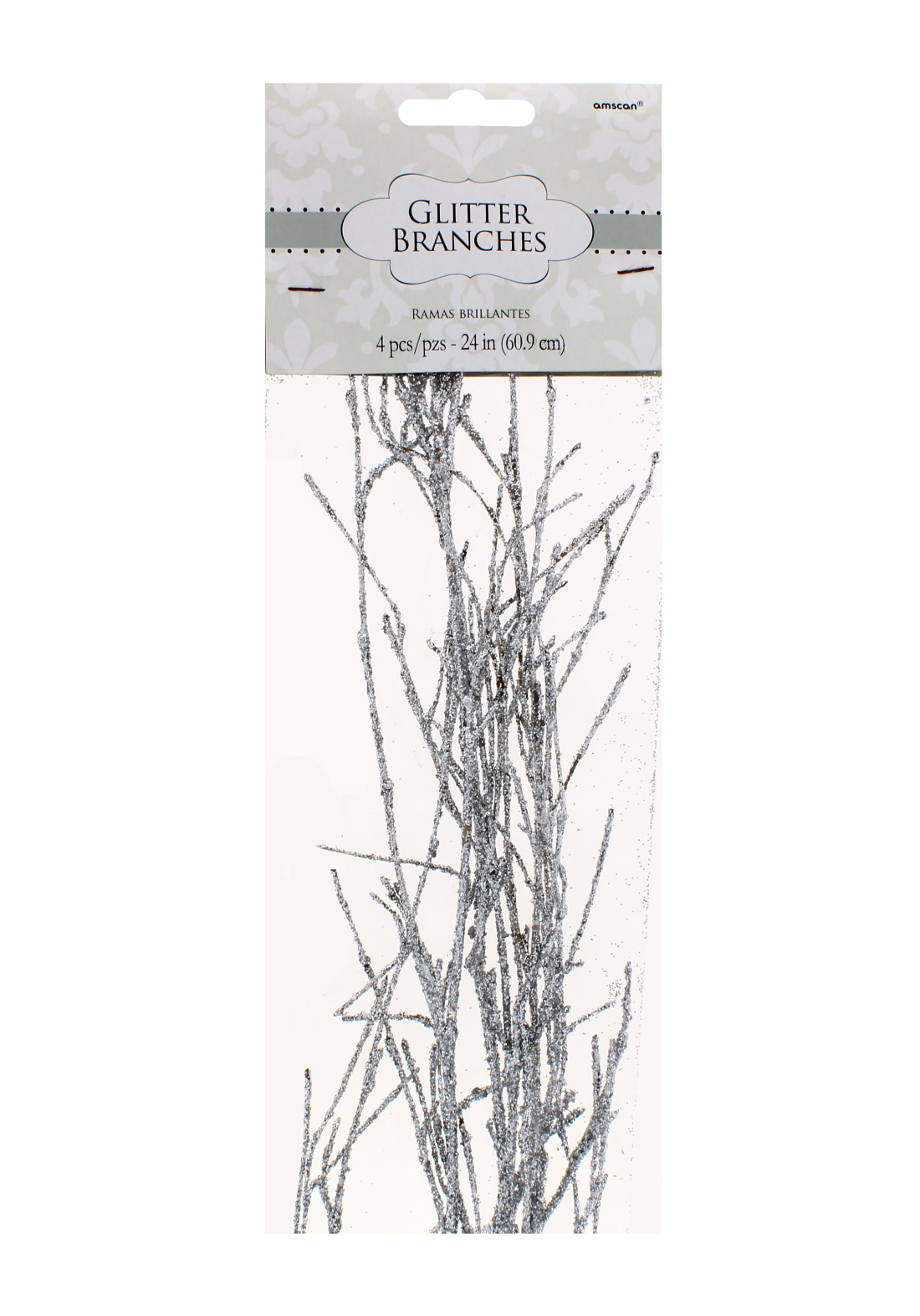 Glitter Branches, 24 Inch, Silver, 4 Pack