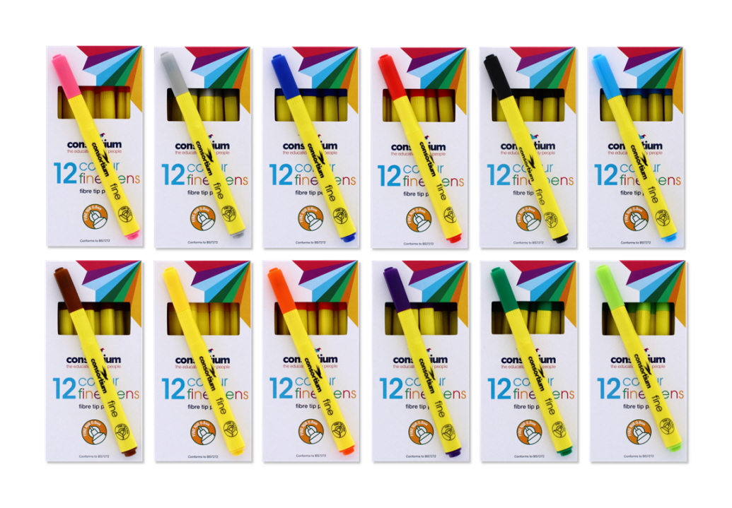 12 Fine Colour Pens for Writing & Drawing