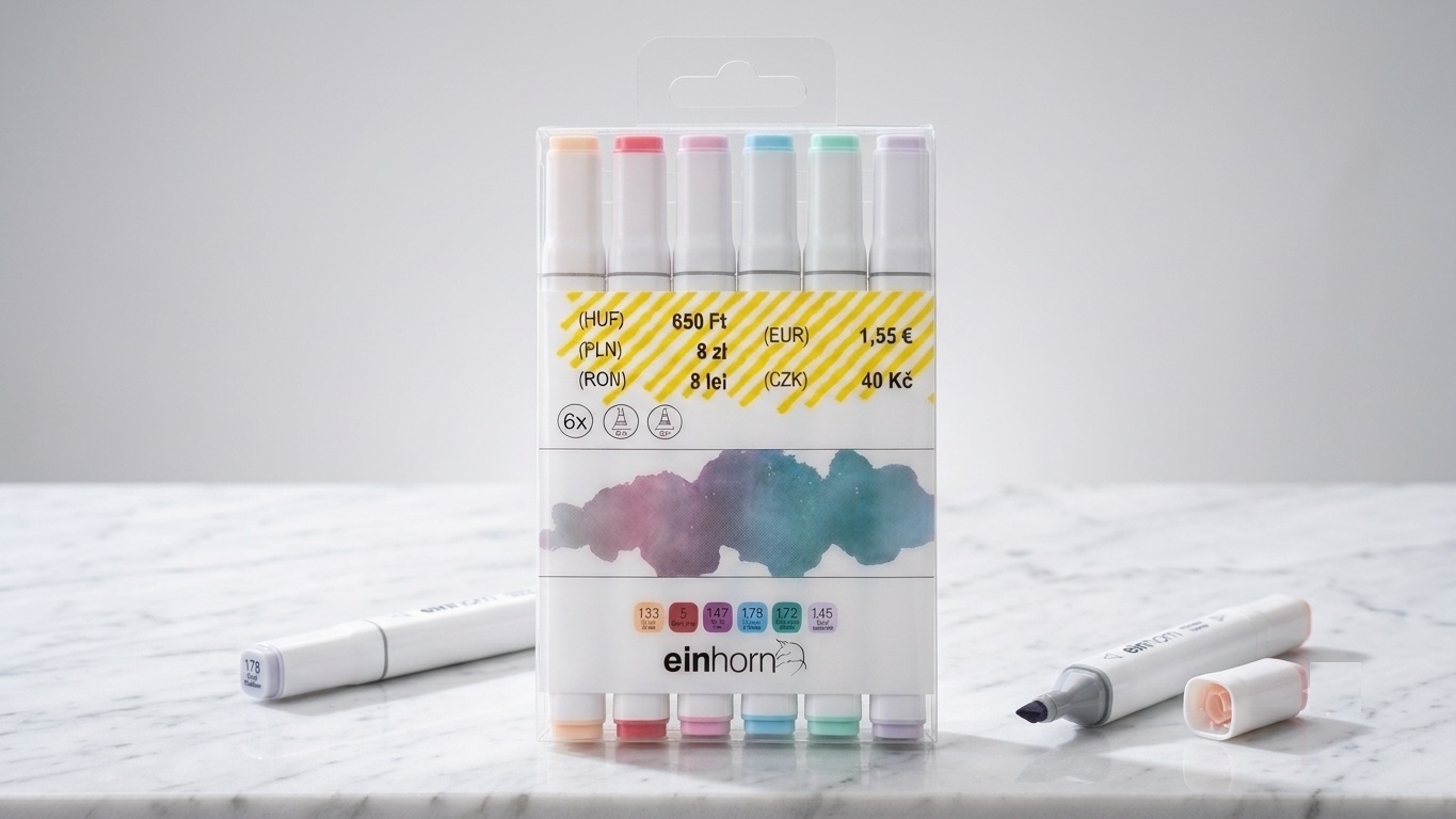 Dual-Tip Colourful Marker Pens, 3mm & 6mm Tips, Pack of 6