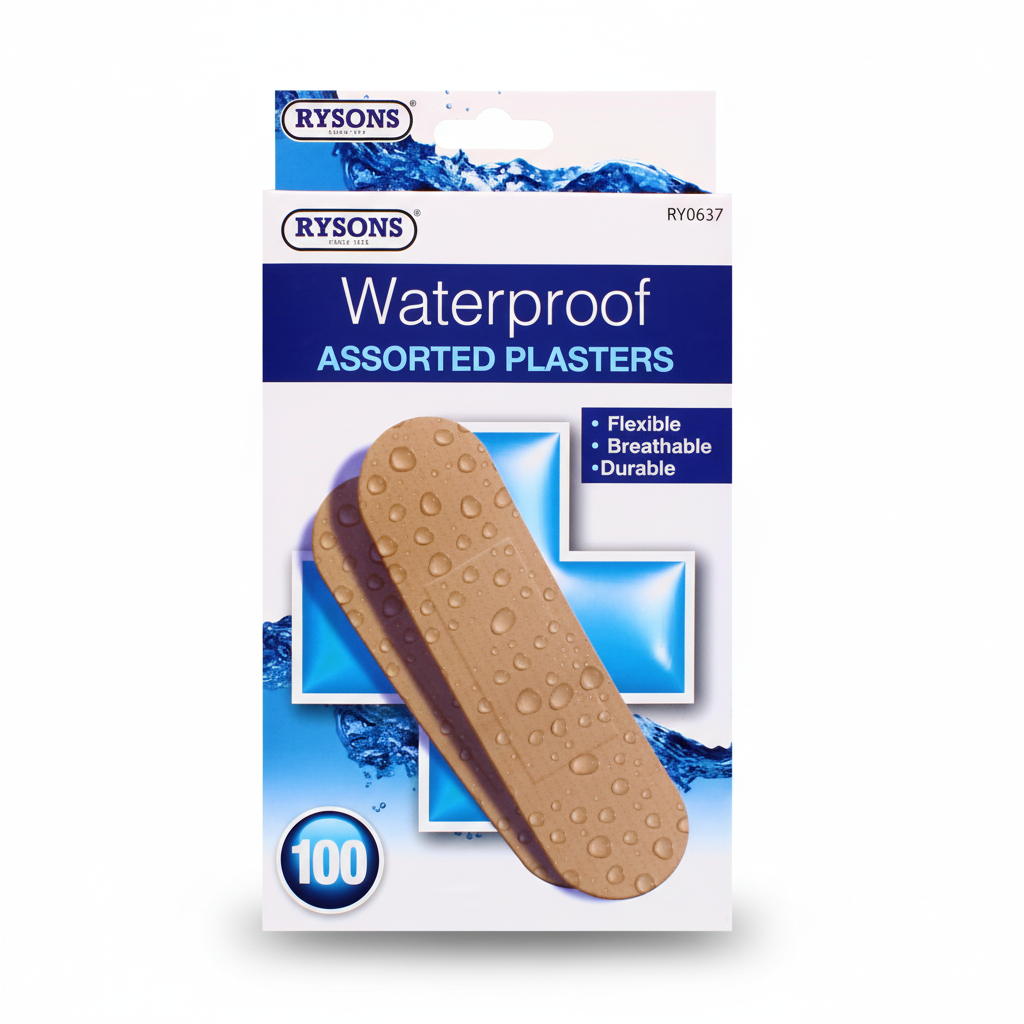 Waterproof Assorted Plasters - 100 Pack