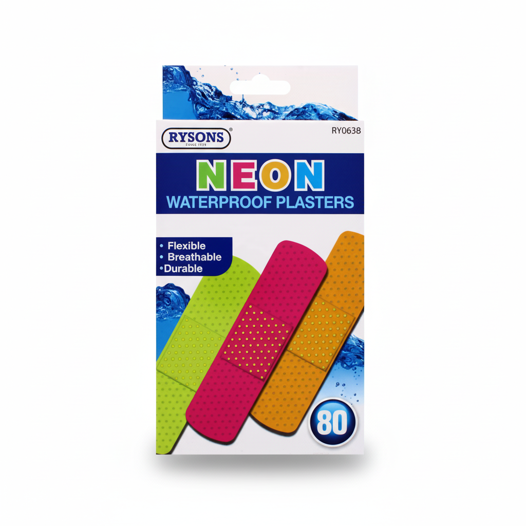 Neon Waterproof Plasters - 80 Pack