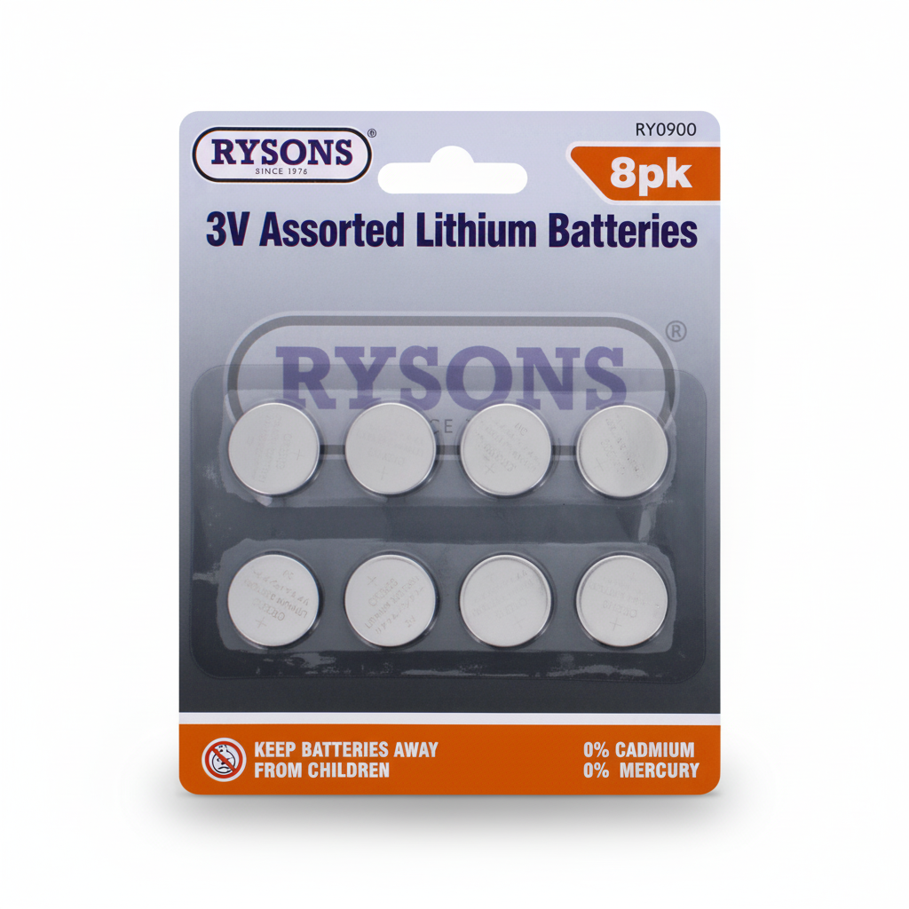 Lithium Coin Cell Batteries 3V Assorted 8 Pack